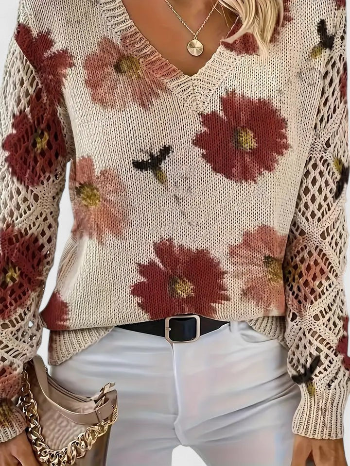 LavendelBloesem Elegante Dames Cardigan Bloemen V-hals Vest Comfort