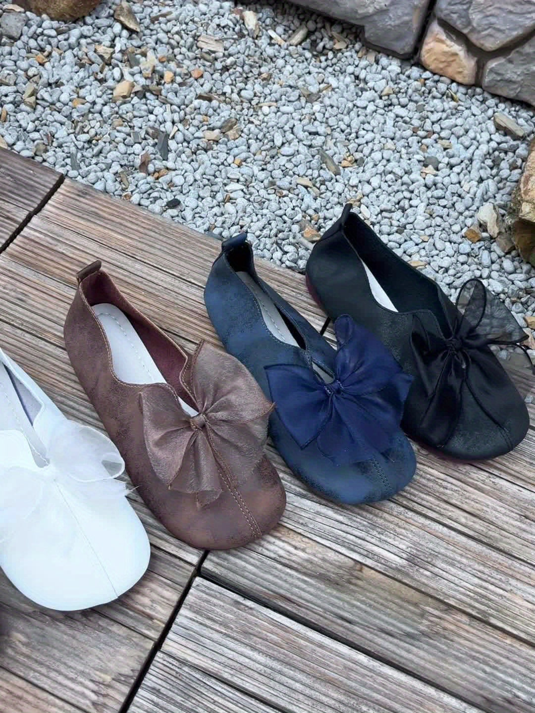 Dames ballerina's Fleur met strikdetail en platte zool