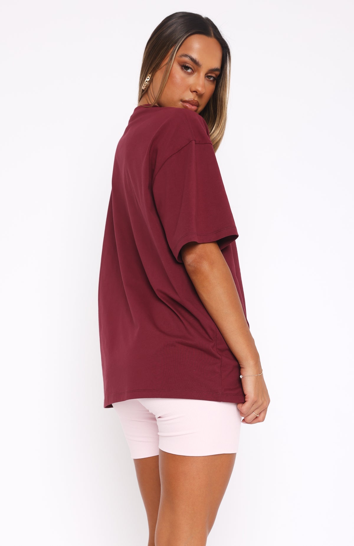 Fluweelrood Oversized Dames T-Shirt – Comfortabele Casual Pasvorm
