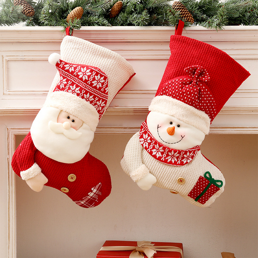 KerstKous Feestelijke Kerstsok met Kerstman en Sneeuwpop