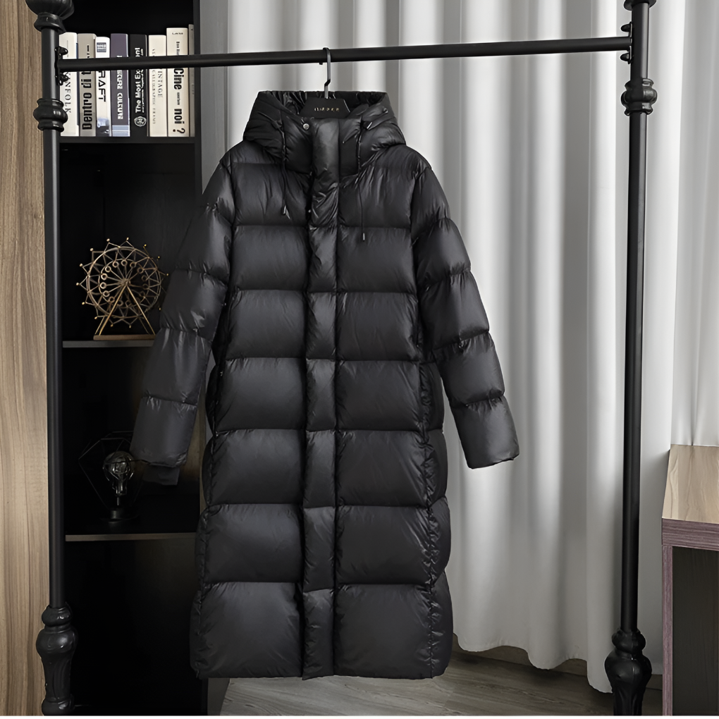 Lotte Dames Lange Winterjas met Capuchon en Ritszakken