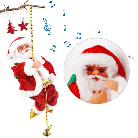 Klimmende Kerstman in Hangende Ketting - Batterijgevoed
