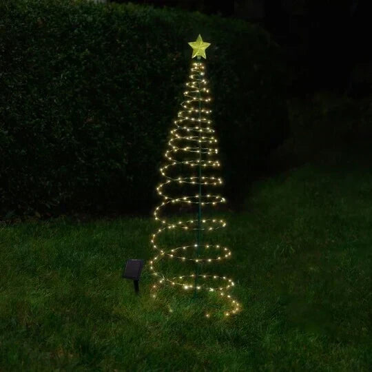 Zonne-energie LED Metaal Kerstboom met Lichtslangen