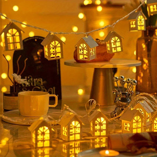 LED lichtslinger met mini-huis – Decoratieve kerstverlichting voor binnengebruik