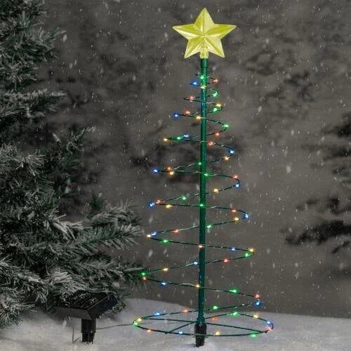 Zonne-energie LED Metaal Kerstboom met Lichtslangen