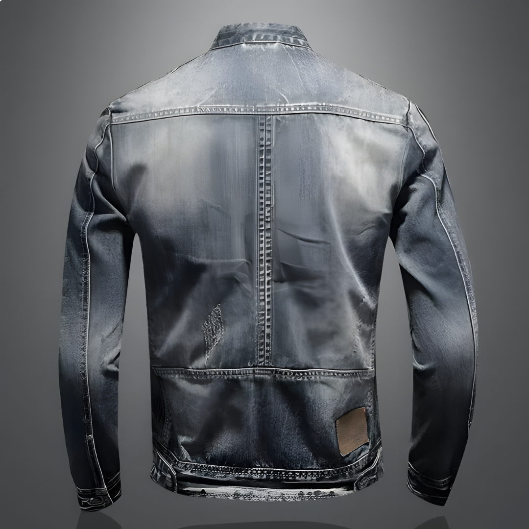 Bram Heren Denim Bikerjack – Stoere Slim Fit Jas met Rits