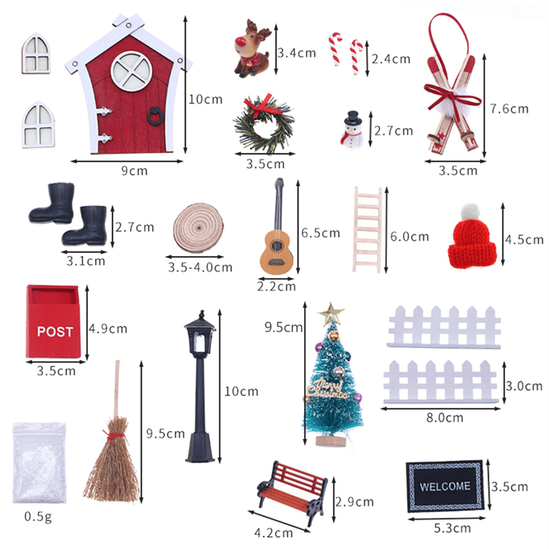 Fleur Kerstminiaturen – 19-delige Poppenhuis Decoratieset