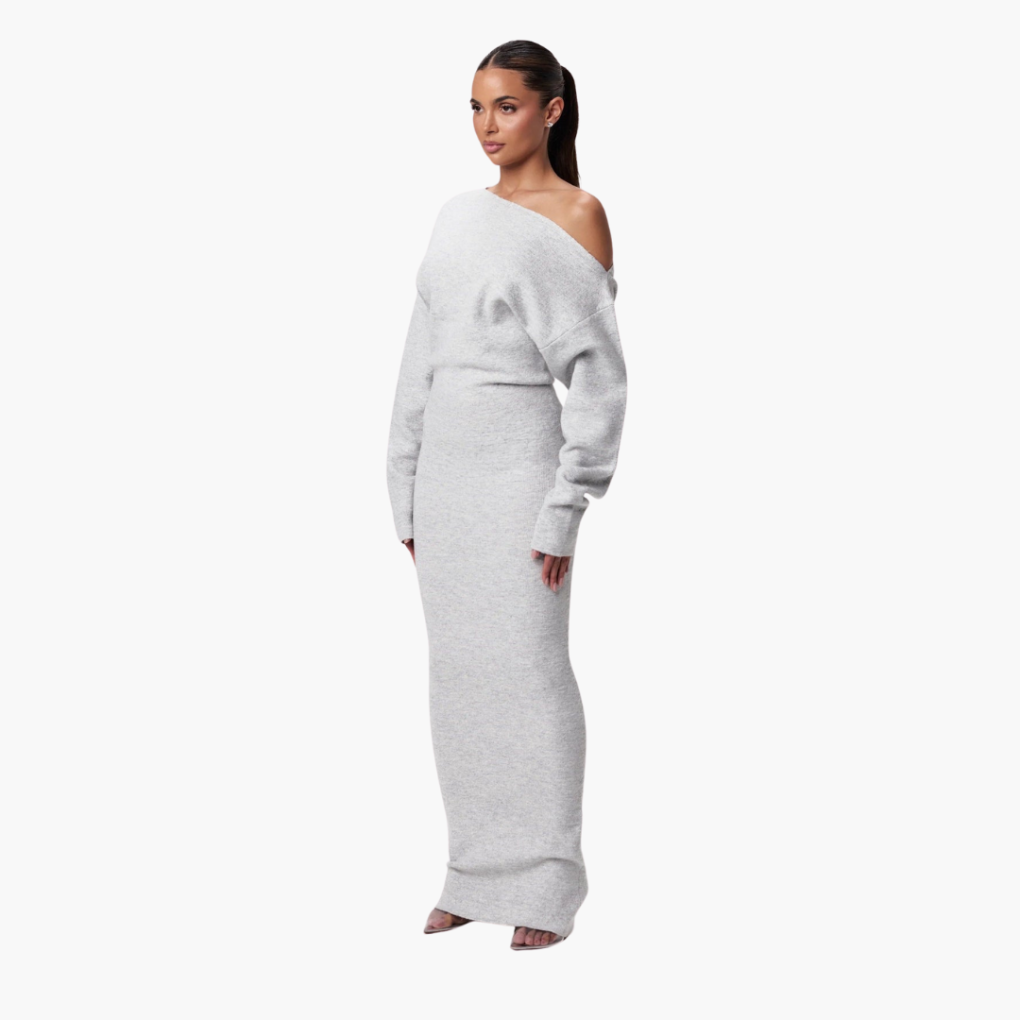 Dames Off-Shoulder Gebreide Maxijurk voor Avond