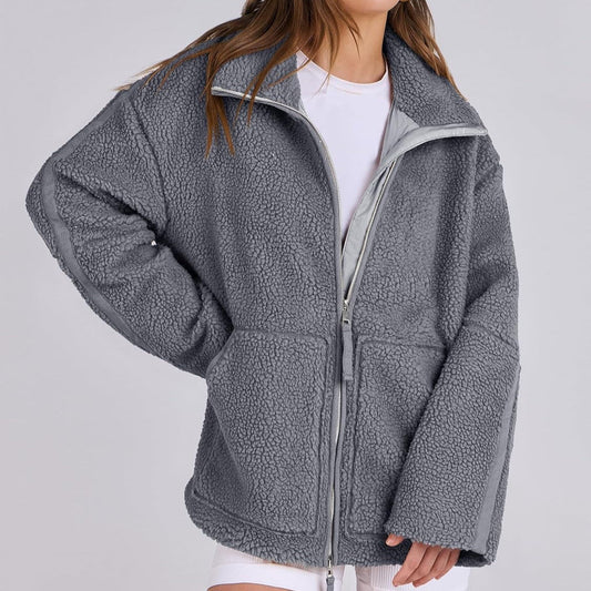 Dames Teddyjack met Rits – Gezellige Fleecejack voor Winter & Herfst