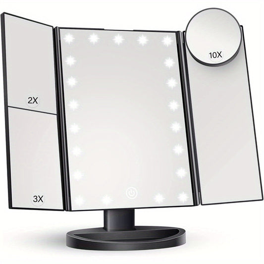 Driedelige Make-upspiegel – LumiVue LED Spiegel met Vergroting