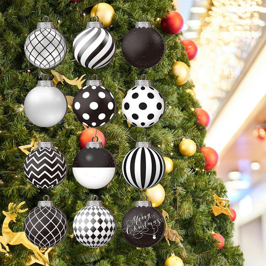 Kerstglans – Set van 12 Kunststof Kerstballen in Rood of Zwart