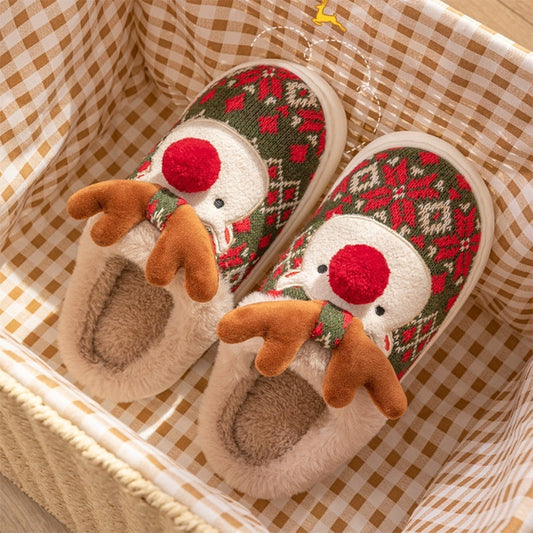 Noor Kerstpantoffels – Warme Antislip Huissloffen met Borduurmotief