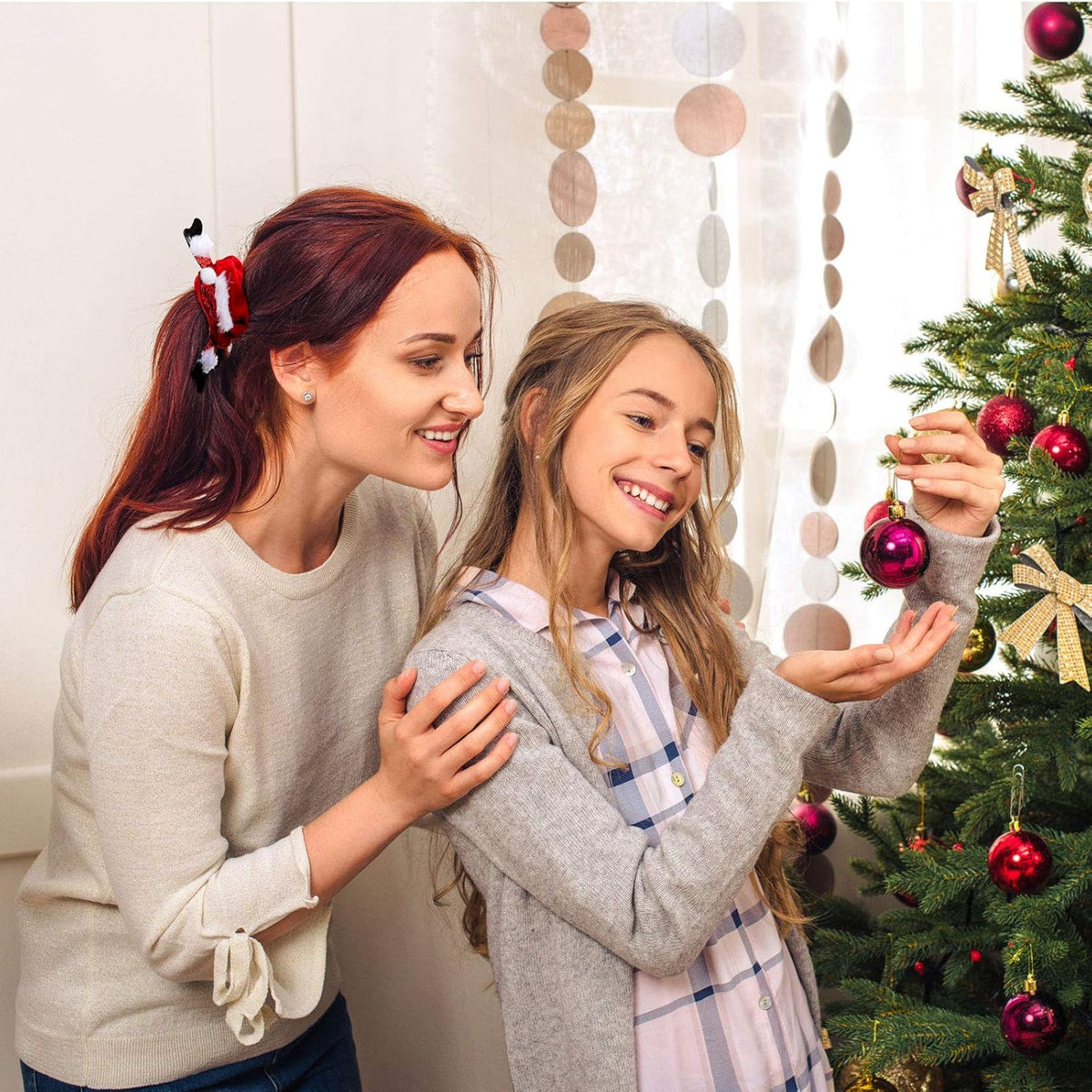 10-Delige Kerst Scrunchie Set – Feestelijke Haaraccessoires