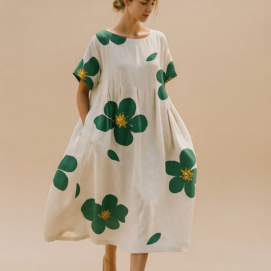 Florella™ Dames Bloemenjurk – Luchtige A-Lijn Zomerjurk met Bloemenprint