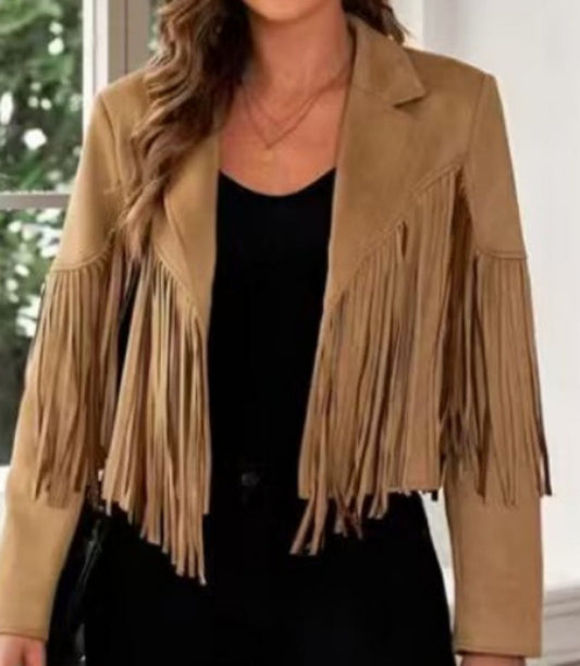 Tamara – Slim-fit lange mouw franje Jack