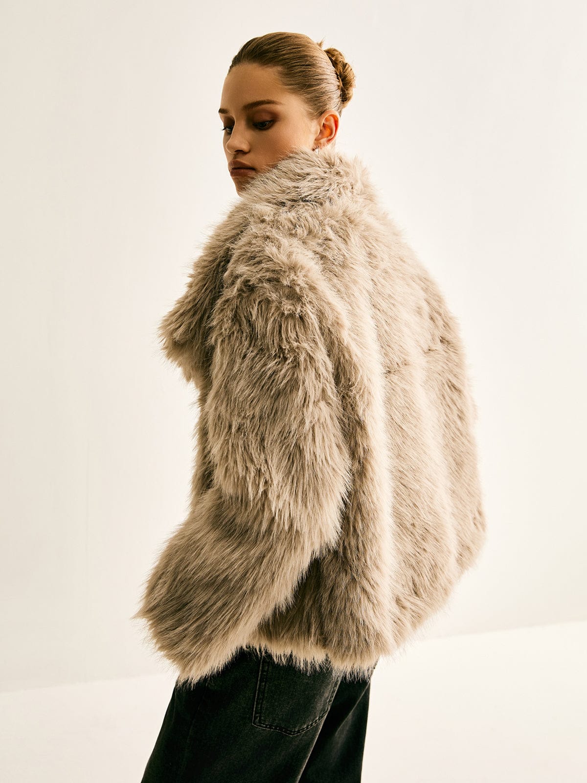 Dames Kunstbontjas Oversized Pasvorm Korte Lengte