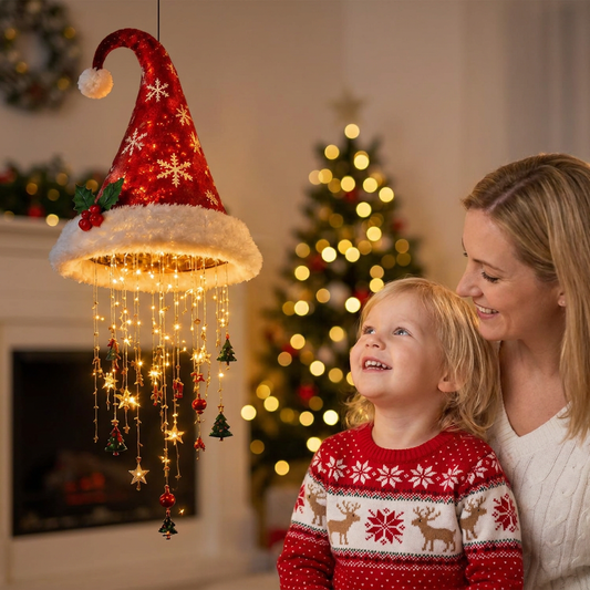 Kerstlichtpret – Kerstmuts met LED-lampjes voor Feesten en Foto’s