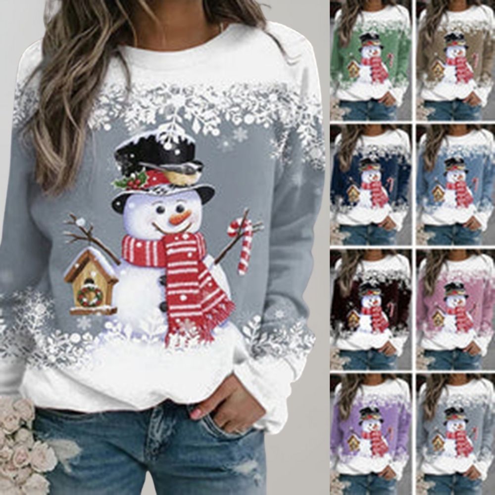 Evelune warme kersttrui voor dames met feestelijk sneeuwpopmotief