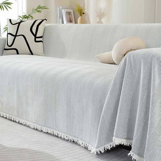Chenille Deken Herringbone Franje Hoeslaken Gezellige Stijl