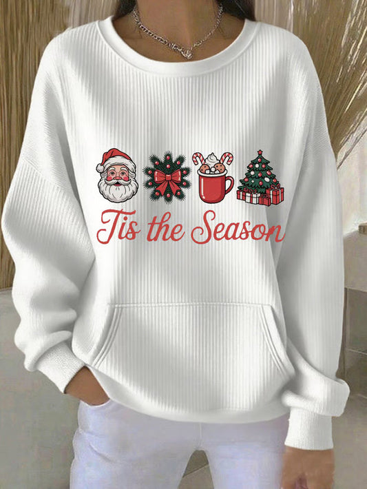 Kerstglans Dames Sweatshirt – Kerstprint, Ronde Hals en Lange Mouwen