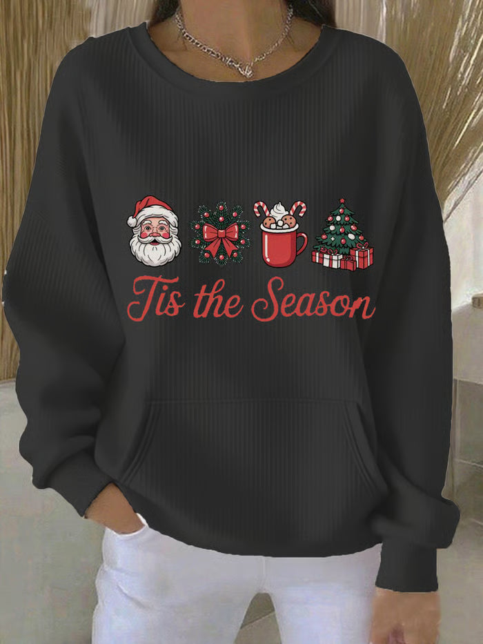 Kerstglans Dames Sweatshirt – Kerstprint, Ronde Hals en Lange Mouwen