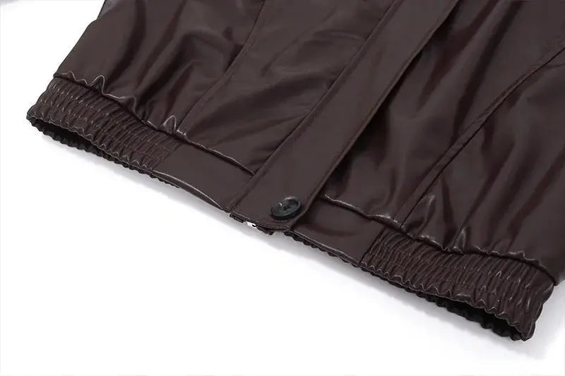 Elvara damesjas oversized imitatieleer kort model casual