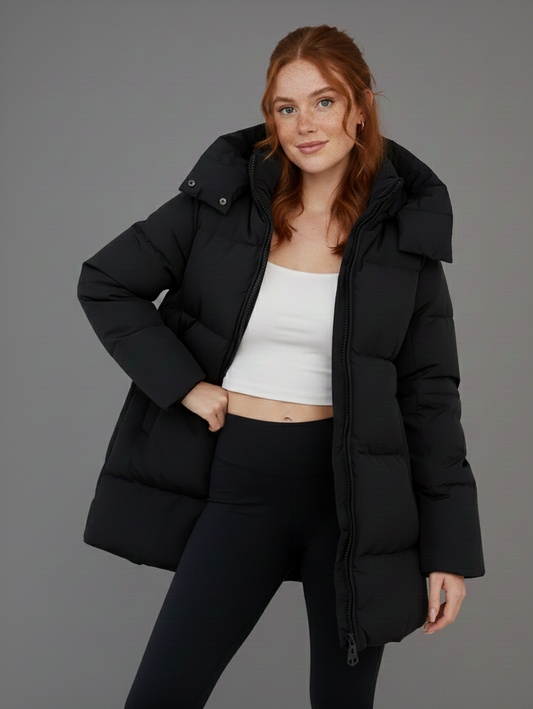 Windwarm Lange Pufferjas Dames – Lichtgewicht Winterjas met Capuchon