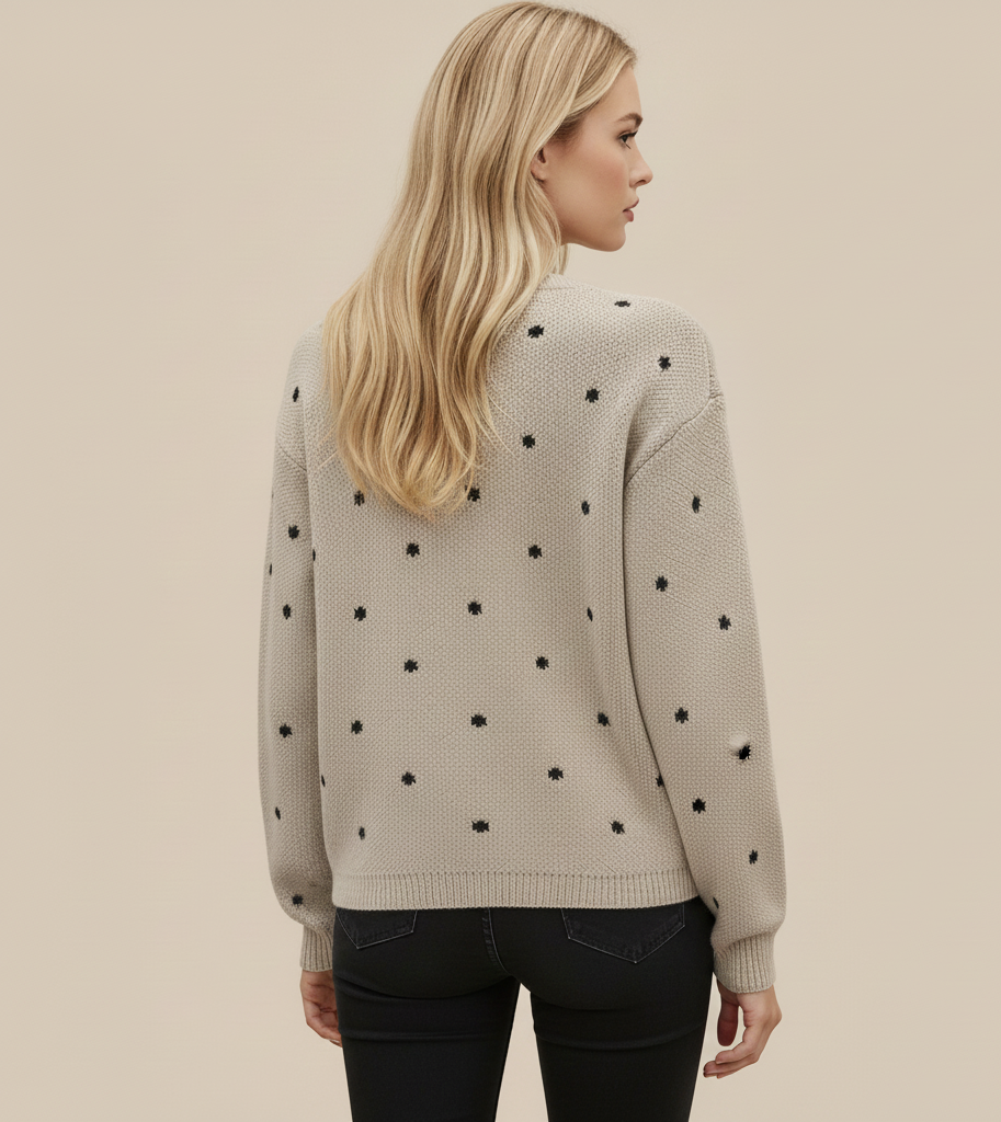 Zachte Polkadot Trui met Losse Pasvorm voor Dames – Stijlvol en Comfortabel