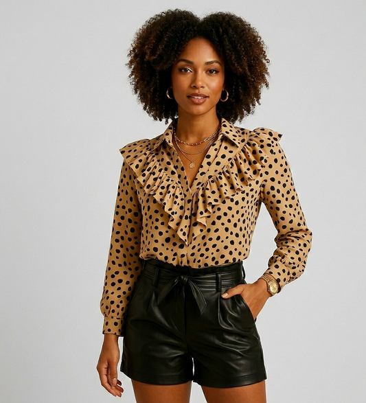 Veloura Elegante Dames Blouse met V-Hals en Ruches