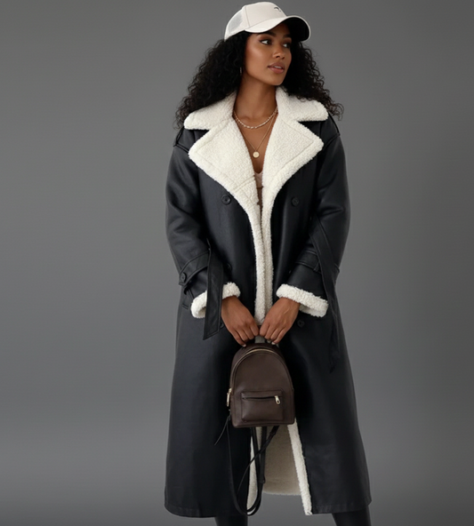 LunaSilhouet Lange Damesjas met Fleecevoering en Riem