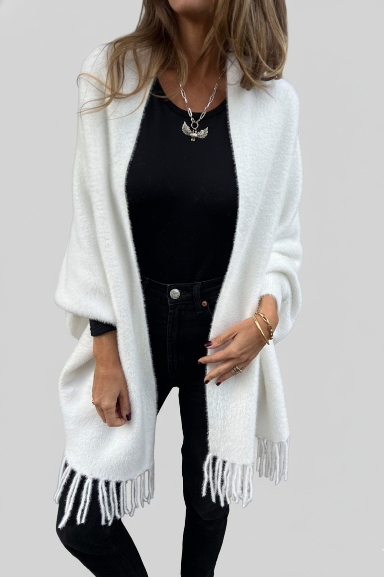 Sneeuwvlinder – Warme lange damesjas met kwastjes