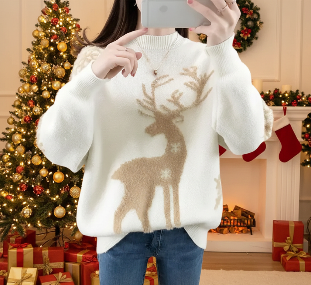 Warme Rendier Luxe-Kersttrui Dames Nordwinter Knit