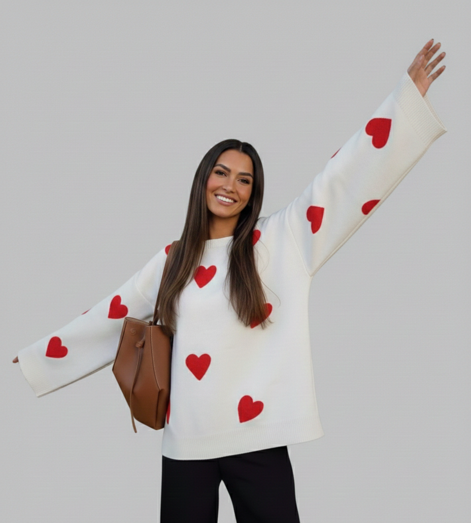 Valina damestrui met hartjesprint en oversized pasvorm katoen