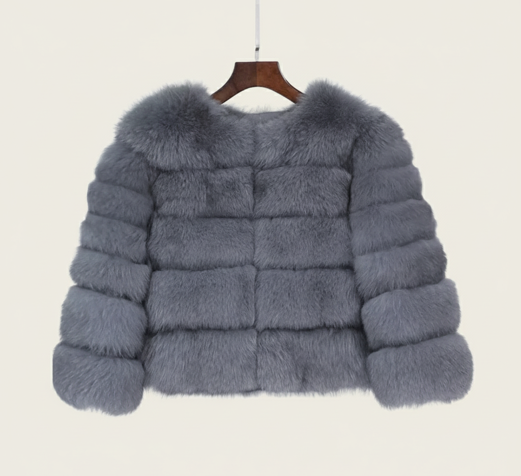 Luxe Cropped Winterjas Dames met Glamoureus Imitatiebont