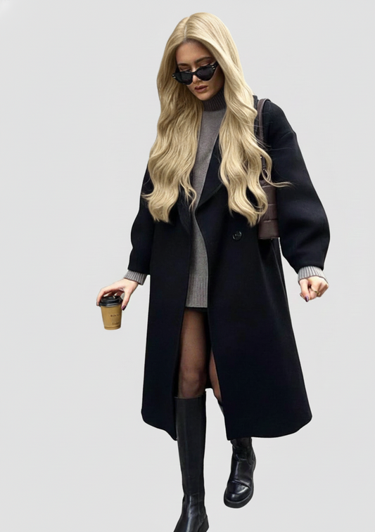 Wintercharm Lange Damestrenchcoat met Ceintuur en Klassieke Kraag