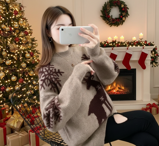 Warme Rendier Luxe-Kersttrui Dames Nordwinter Knit
