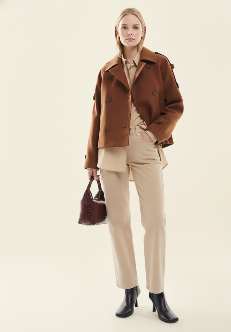 Korte dames winterjas WinterKraag Chic met moderne statementkraag