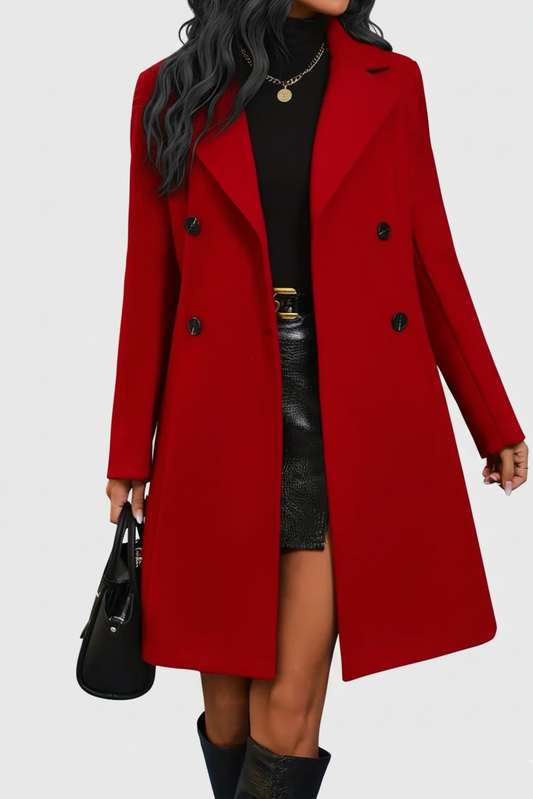 WinterLuxe Lange Damesjas met Tailleceintuur – Warm & Elegant