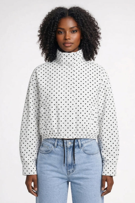 DotLuxe Polkadot Hoodie met Trekkoord en Casual Pasvorm Dames