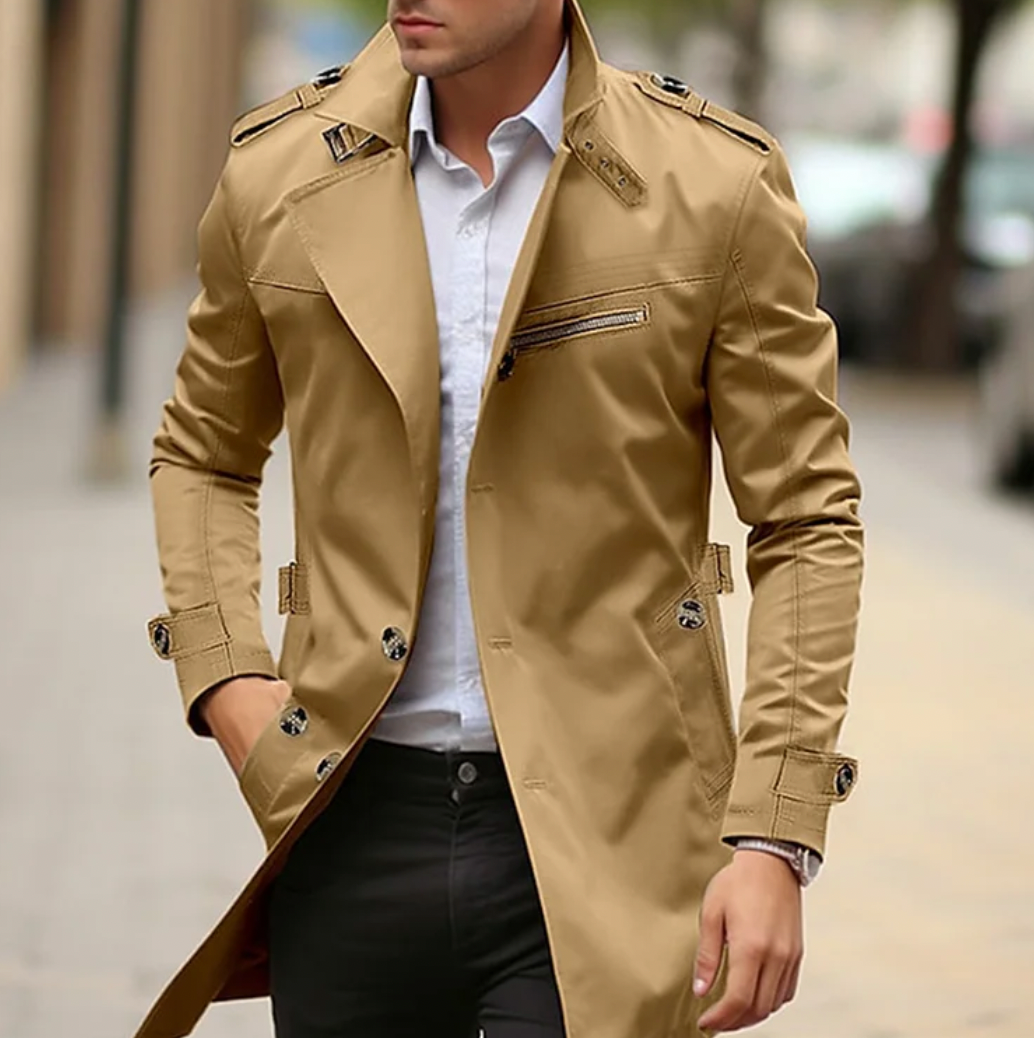 Victor Heren Lange Trenchcoat Klassiek met Dubbele Knopen