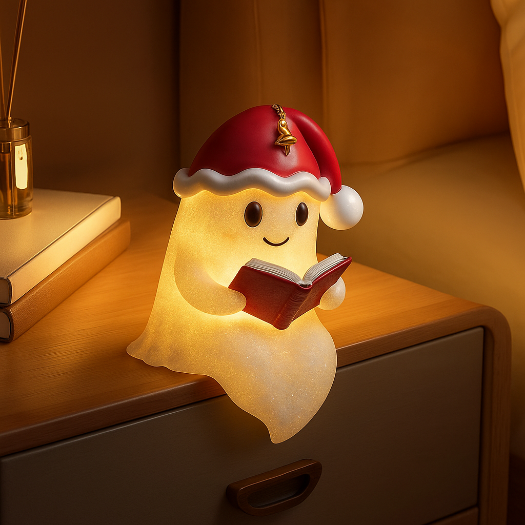 Kerst Lichtfiguur Spookje 15 cm – LED Kerstdecoratie met Muts