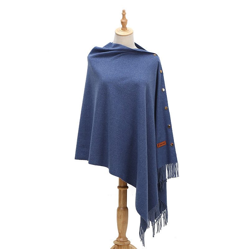 Dames Ponchojas met Knopen – Elegante Gebreide Lente & Herfst Stijl