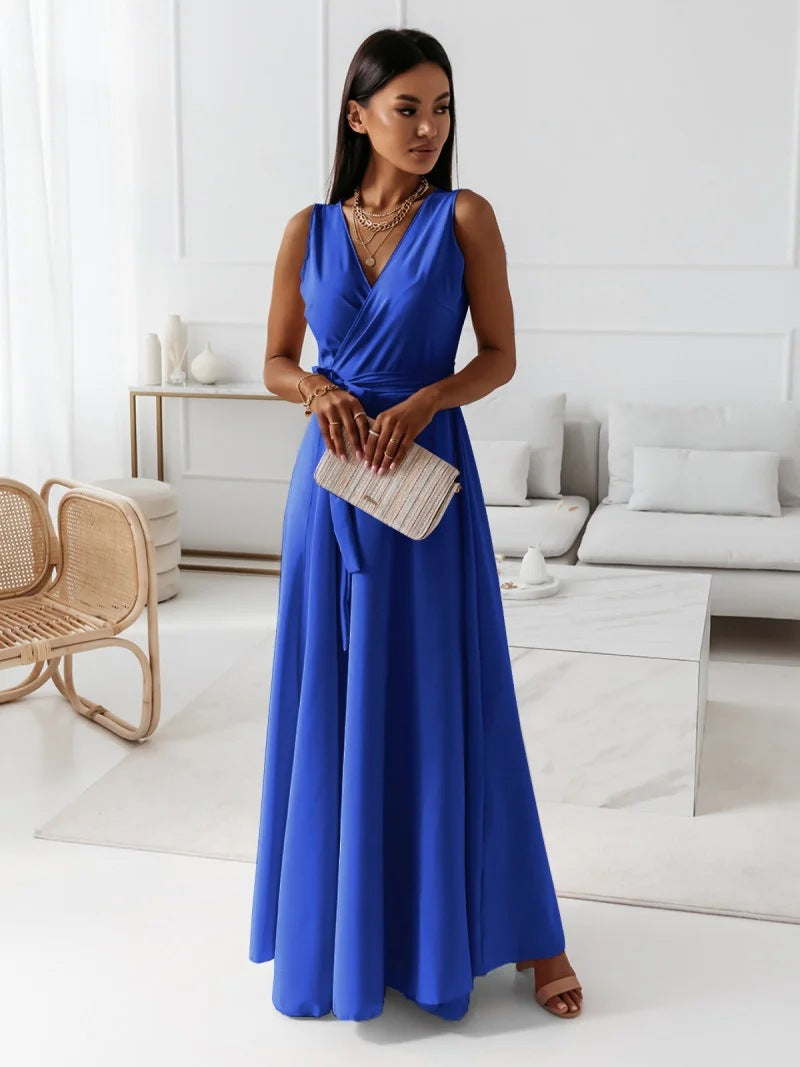 Elegante Fluweelval Wikkeljurk Maxi Dames Bruiloft Gast Jurk