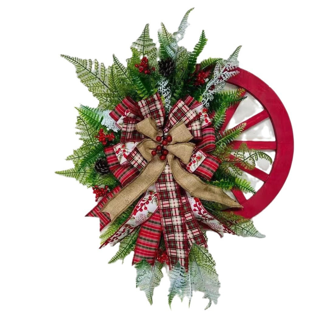 Kerstkrans Landelijk Roodbloem 60 cm – Rustieke Kerstdecoratie