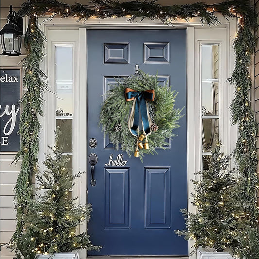 Dennenklank Kerstkrans 45 cm met Decoratieve Band en Bellen