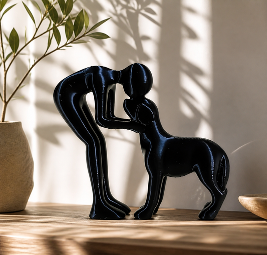 Abstract Beeldje Mens en Huisdier – Betekenisvolle Woondecoratie
