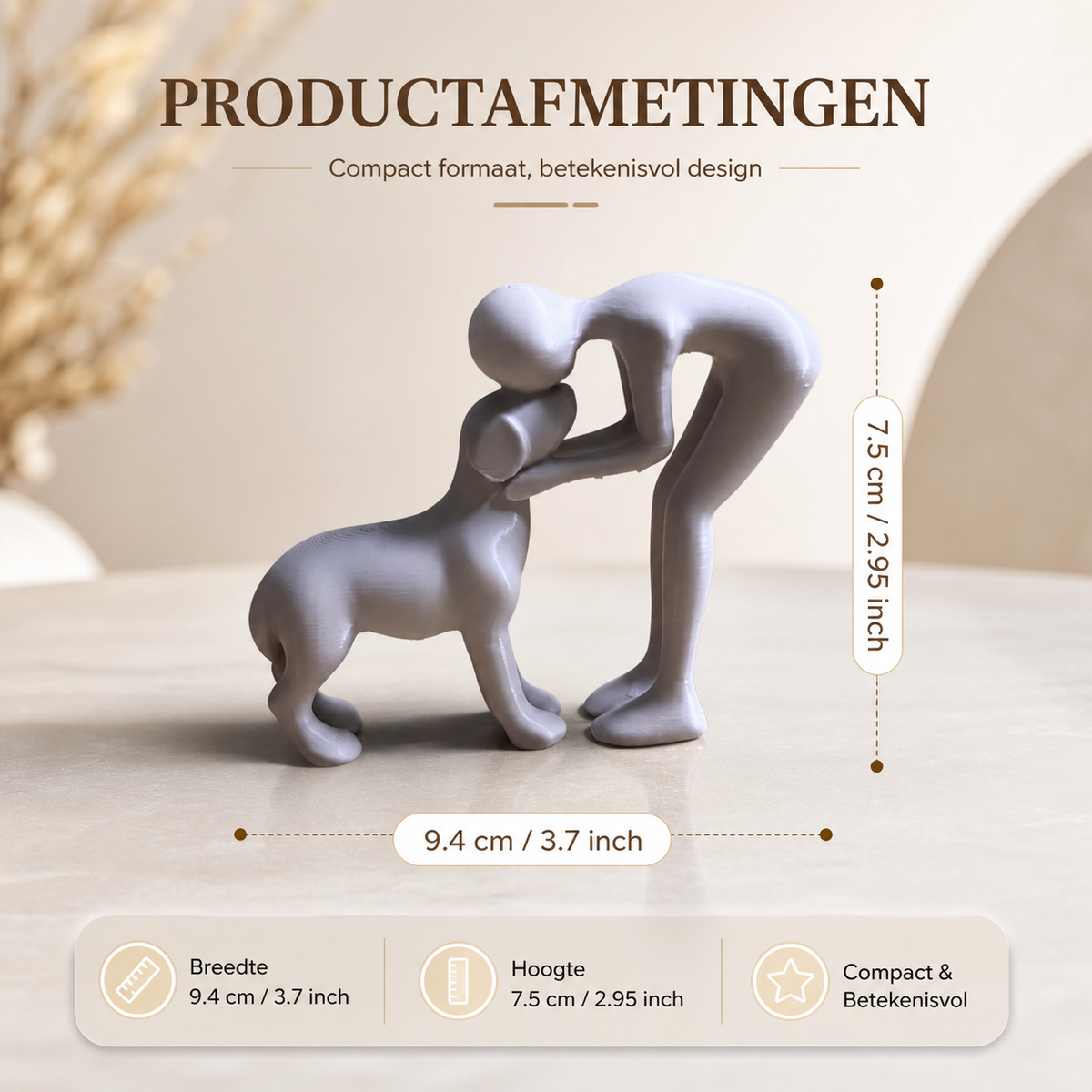 Abstract Beeldje Mens en Huisdier – Betekenisvolle Woondecoratie