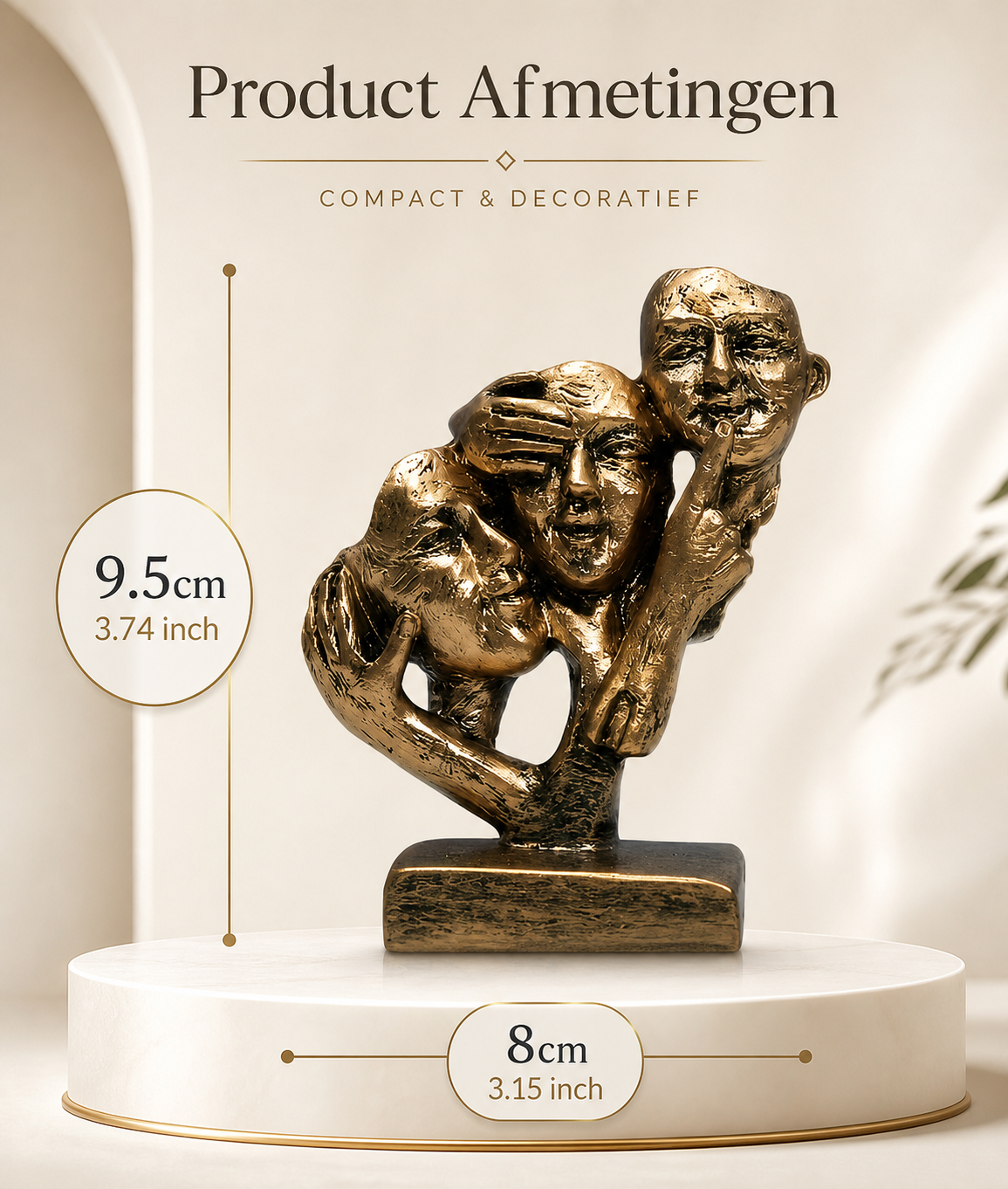 Horen Zien Zwijgen Beeldje – Abstracte Symbolische Woondecoratie