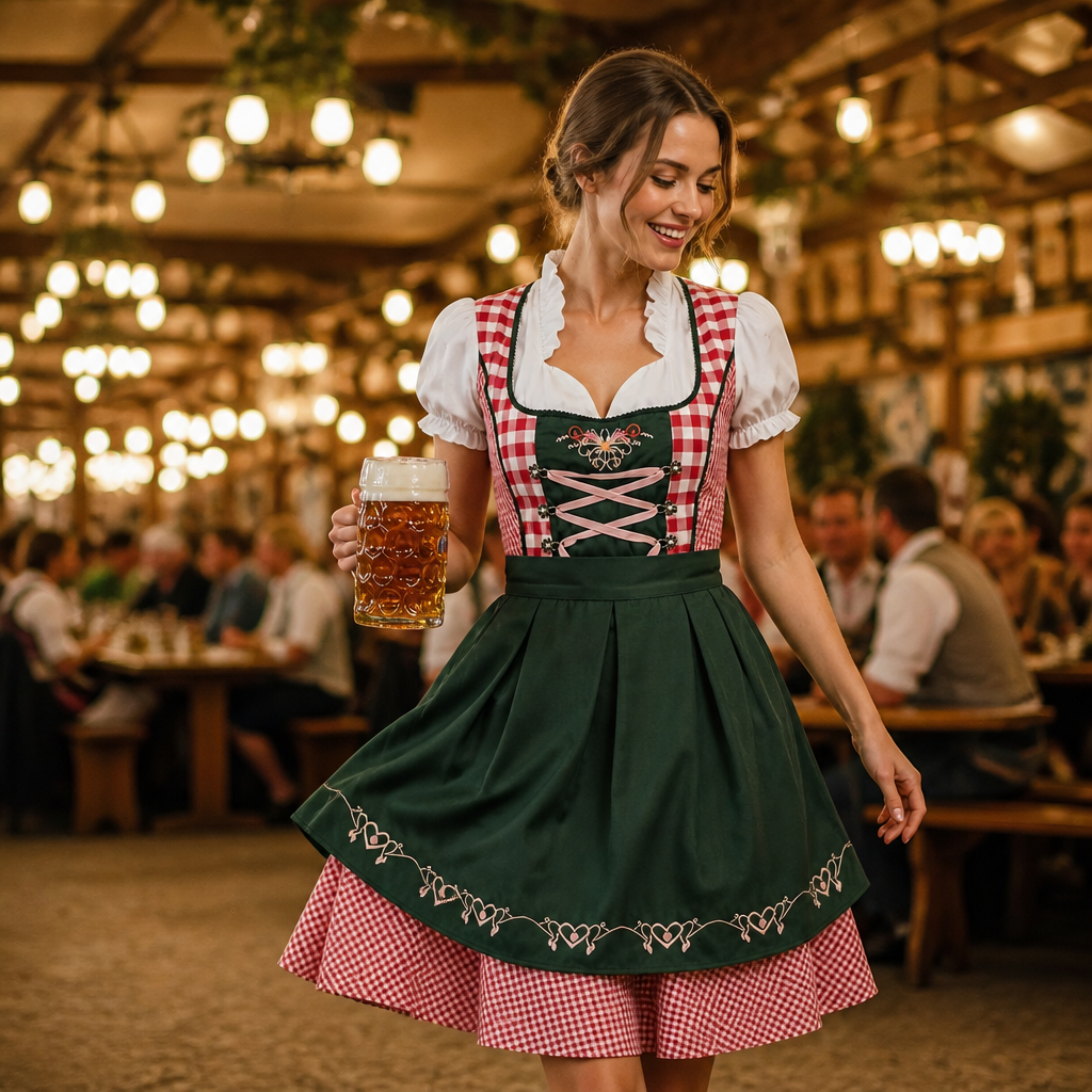 Dames Oktoberfest Jurk RuitFeest – Beierse Look met Strik