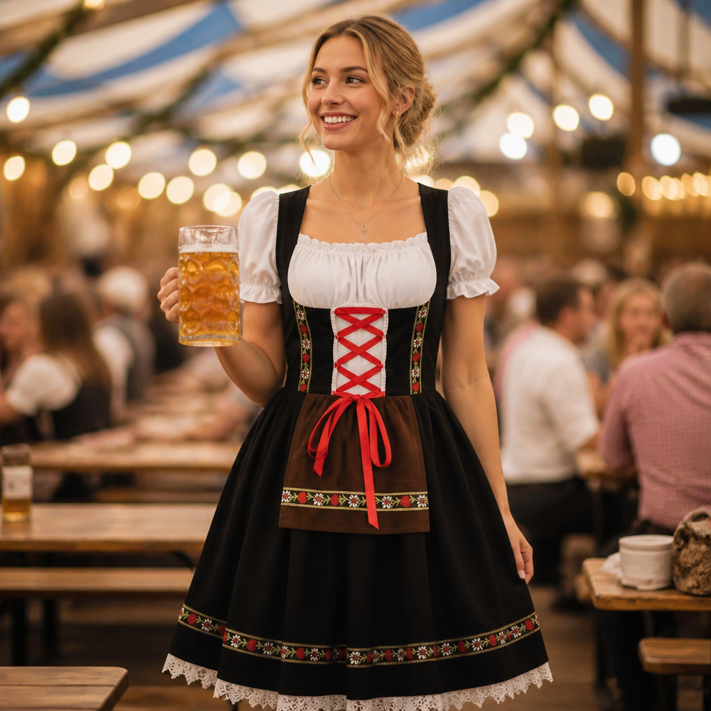 BloemFeest Dames Dirndl Jurk – Klassieke Oktoberfest Stijl